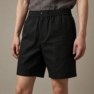 NWT AMI Alexandre Mattiussi Mens Black Elastic Waist Bermuda Shorts FR 38 / 28